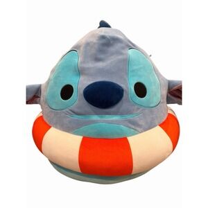 Disney Squishmallow Stitch At The Beach 24" Jumbo Plush‎ Striped Life Preserver